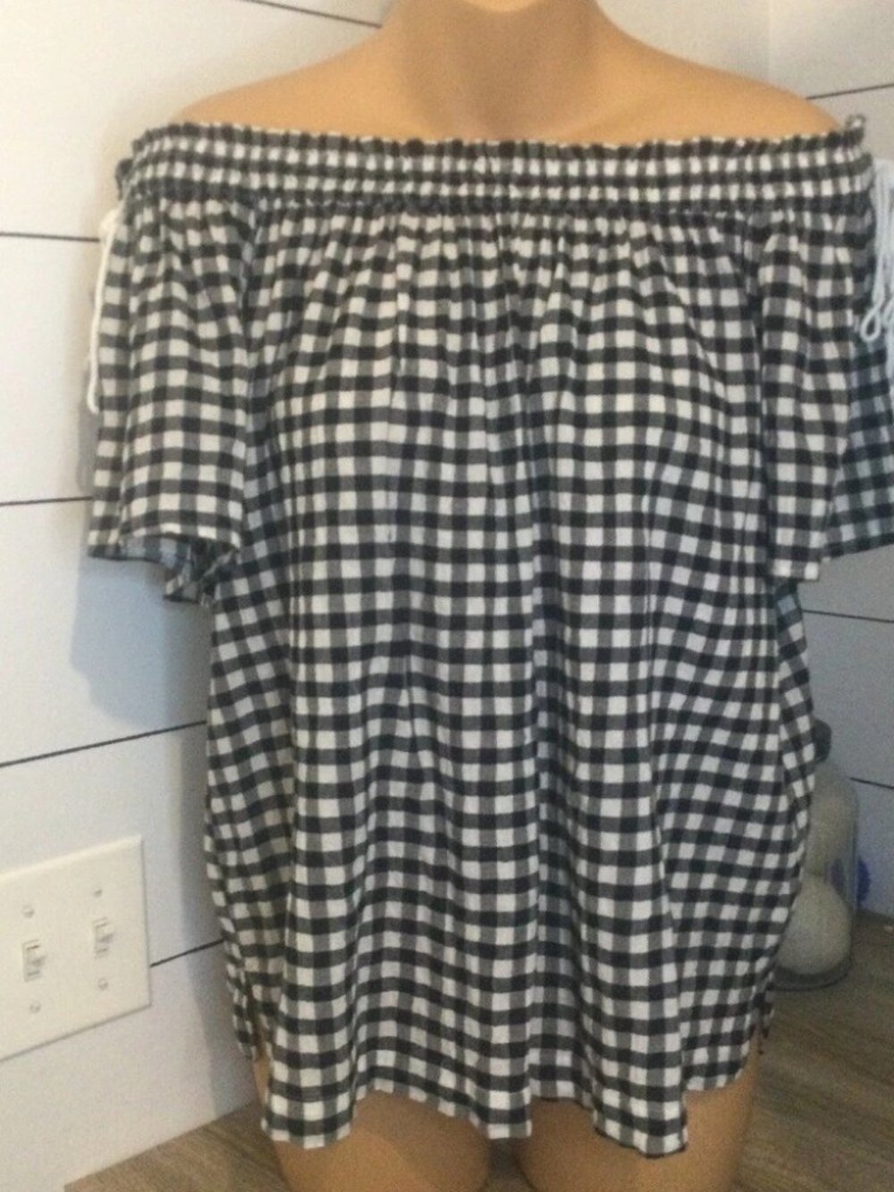 Loft blouse womens size S Black and white gingham